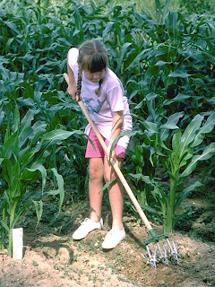 girl with rake in garden Third Plane of Development Ages 12-18 NAMC Montessori Philosophy