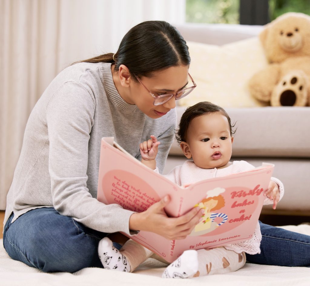 Mother reading to infant 