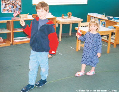 NAMC montessori walk the line activity two students walk the line