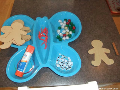 NAMC montessori activities holiday winter sandpaper gingerbread men