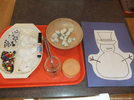 NAMC montessori activities holiday winter sandpaper decorate a snowman