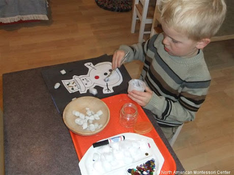 NAMC montessori activities holiday winter sandpaper decorate a snowman