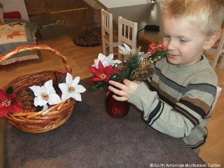 NAMC montessori winter holiday activities flower arranging