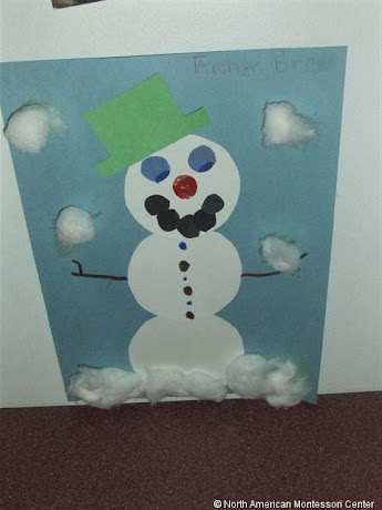 NAMC montessori winter holiday activities decorating snowman