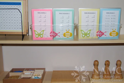 adding materials to NAMC montessori environment math shelf prepared environment
