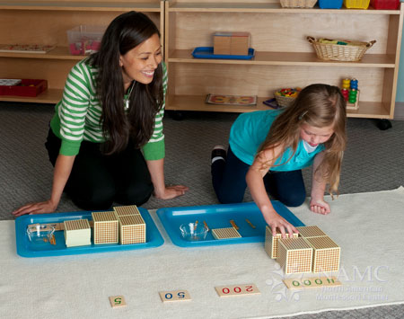 Favorite NAMC Montessori Material Preschool Kindergarten Golden Bead math teacher girl
