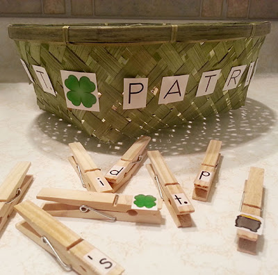 NAMC st. patrick's day montessori activities fine motor skills clothespin basket matching
