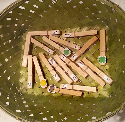 NAMC st. patrick's day montessori activities fine motor skills clothespin basket matching
