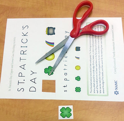 NAMC st. patrick's day montessori activities fine motor skills clothespin basket matching
