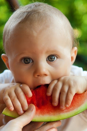 NAMC food allergy awareness in the montessori environment baby with watermelon