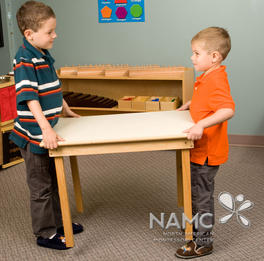 namc montessori functionality environment. children moving furniture