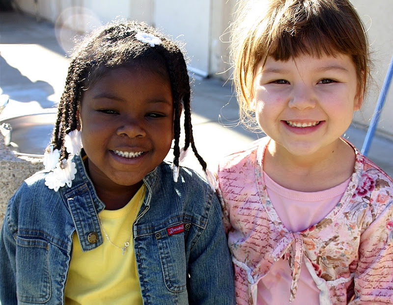 NAMC Montessori valentine's day grace and courtesy black and white girls